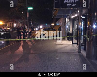 New York|, USA. 03rd June, 2015. Taxi crashed into the side of an elderly hospital located in Astoria, New York. Credit:  brian0528/StockimoNews/Alamy Live News Stock Photo