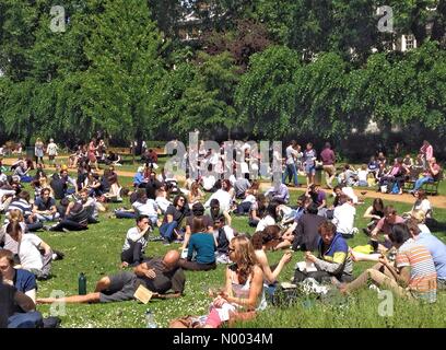 University of London, University College London, London, UK. 04th June, 2015. Lunchtime Londoners bask in summer heatwave temperatures of 22 degrees -  Gordon Square, Bloomsbury, London, UK Credit:  paulcarstairs/StockimoNews/Alamy Live News Stock Photo