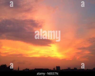 Berlin, Germany. 13th June, 2015. Sunset over Berlin After an Evening of Heavy Rains and thunderstorms Credit:  heliography / StockimoNews/Ģ����ý Live News Stock Photo