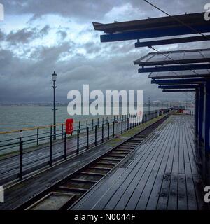 Southend on Sea Pier, Essex, UK. 26th August, 2015. Station at e end of the pier taken on a stormy and rainy day. Credit:  nw10photography / StockimoNews/Alamy Live News Stock Photo