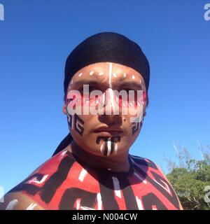 Yucatán, Mexico. 19th Sep, 2015. A player at the opening ceremony of the first ¨Pok Ta Pok¨ Mayan ball game World Cup outside Chichen Itza in Tinum, Piste, Yucatan, Mexico, September 19, 2015 Credit:  Chico Sanchez / StockimoNews/Alamy Live News Stock Photo