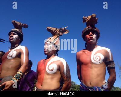 Yucatán, Mexico. 19th Sep, 2015. Mayan players from Playa del Carmen at the first ¨Pok Ta Pok¨ ritual Mayan ball game World Cup in Piste, Yucatan, Mexico, September 19, 2015. Credit:  Chico Sanchez / StockimoNews/Alamy Live News Stock Photo