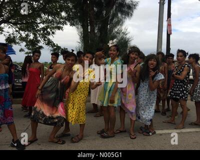 Minalin, Pampanga, Philippines. 01st Jan, 2016. 'Aguman Sandok' which started in 1932 is a festival every New Year's Day in Minalin, Philippines where straight men cross- dresses and go dancing on the streets to give laughters to their towns-mates. Credit:  Sherbien Dacalanio/StockimoNews/Alamy Live News Stock Photo