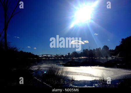 Woodhull Rd, Forestport, New York, USA. 11th Jan, 2016. Forestport reservoir dam on a bright winter day Credit:  North woodsman/StockimoNews/Alamy Live News Stock Photo