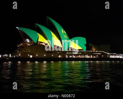 Milsons Point NSW, Australia. 05th Aug, 2016. Sydney Opera House Ready For Rio 2016 Olympic Games Opening Ceremony Credit:  alvager/StockimoNews/Alamy Live News Stock Photo