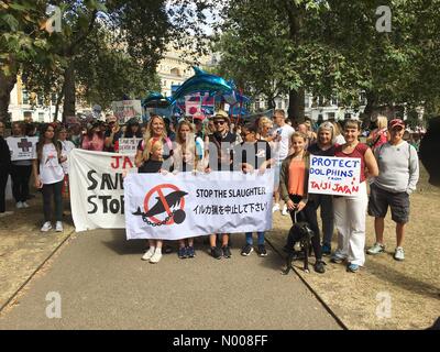 London, UK. 01st Sep, 2016. Stop the slaughter of dolphins protest, London UK Credit:  JonnySyer66/StockimoNews/Alamy Live News Stock Photo