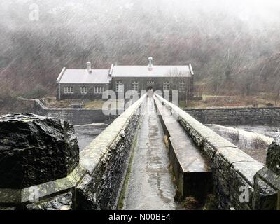 elan valley wales mid dams weather falls rain alamy torrential similar overflow