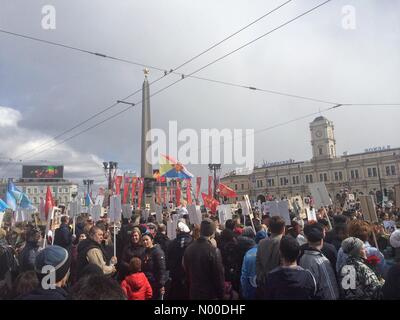 St Petersburg, Russia. 9th May, 2017. Parade in the city center to celebrate the victory over Nazi Germany in World War II Credit: Diego Fiore/StockimoNews/Alamy Live News Stock Photo