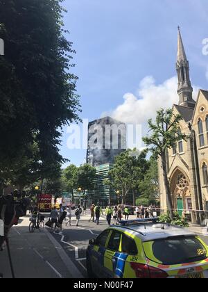 Lancaster Rd, London, UK. 14th June, 2017. Grenfell Tower Building Fire London Credit Andy Morton Credit: andymorton/StockimoNews/Alamy Live News Stock Photo