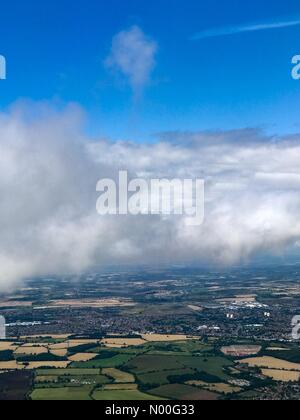 Old Watling St, Flamstead, St Albans AL8HL, UK. 30th July, 2017. UK Weather: Cloudy in London. London Luton airport, Luton. 30th July 2017. Low pressure conditions continued to bring cloudy weather to southern England. Luton in Bedfordshire. Credit: jamesjagger/StockimoNews/Alamy Live News Stock Photo