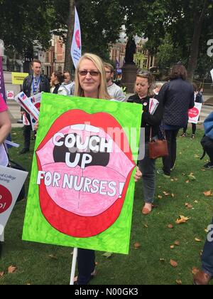 A302, London, UK. 06th Sep, 2017. September 6th 2017 London Thousands of nurses gathered in Parliament Square today to protest against the governments pay cap, in the largest rally organised by the RCN Credit: Bridget1/StockimoNews/Alamy Live News Stock Photo
