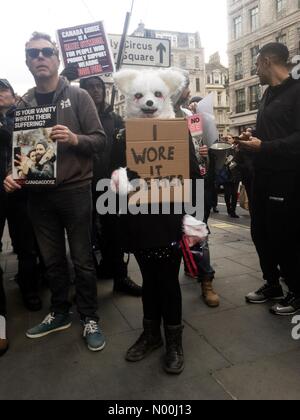 London, UK. 25 November 2017. Animal rights activists held a protest outside a high street brand's store near Oxford Circus Credit: Emin Ozkan/StockimoNews/Alamy Live News Credit: Emin Ozkan/StockimoNews/Alamy Live News Stock Photo