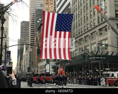 New York, USA. 27th March, 2018. Tale End of NYFD Michael Davidson Funeral Procession on Fifth Avenue near 42nd Street In New York City after Funeral Mass at Saint Patrick's Cathedral. Credit: ses7/StockimoNews/Alamy Live News Stock Photo