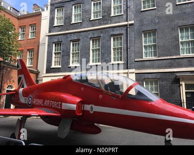 London, UK. 23rd May, 2018. RAF Red Arrow in Downing Street Credit: amer ghazzal/StockimoNews/Alamy Live News Stock Photo