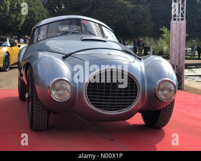 Molesey, East Molesey, UK. 31st Aug, 2018. 1951 Ferrari 166Mm/212 Export ‘Uovo' on the podium at the first day on the 2018 Concours of Elegance taking place this weekend at Hampton Court Palace Credit: Marc12/StockimoNews/Alamy Live News Stock Photo