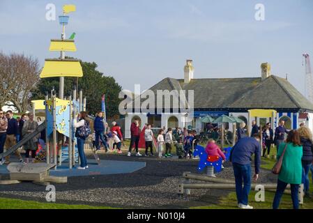 Fairhaven, Lytham St Anne's, Lancashire, UK. 24th Feb 2019.UK weather. An unseasonably warm and sunny Sunday brought out crowds of young and old to enjoy the leisure facilities at Fairhaven Lake, Lytham St Anne's, Lancashire. Credit: Roger Goodwin/StockimoNews/Alamy Live News Stock Photo