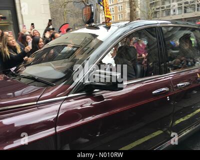 London, UK. 19th Mar 2019. HRH the Queen and the Duchess of Cambridge arrive at Bush House the Strand, London, UK . 19th March 2019 Caron Watson/Alamy Live News. Credit: Caron Watson/StockimoNews/Alamy Live News Stock Photo
