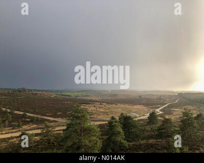 Surrey, UK. 18 Feb 2021: UK Weather: Storm clouds over Thursley. Hankley Common, Thursley. 18th February 2021. An unsettled afternoon for the Home Counties. Storm clouds over Hankley Common in Thursley in Surrey. Credit: jamesjagger/StockimoNews/Alamy Live News Credit: jamesjagger/StockimoNews/Alamy Live News Stock Photo