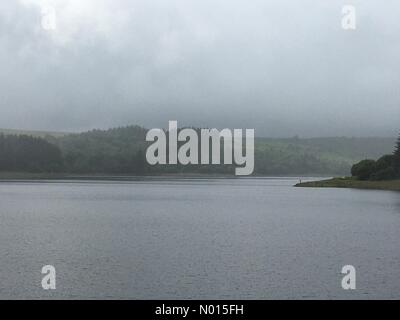Llwyn Onn reservoir, Merthyr Tydfil, South Wales, UK. 15 August 2021. UK weather: Rain showers and occasional sunny spells this afternoon. Credit: Andrew Bartlett/StockimoNews/Alamy Live News
