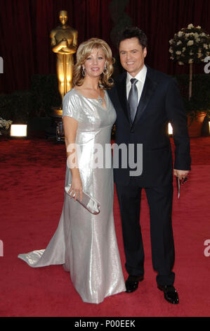 Donny and Debbie Osmond 80th Oscars ceremony, arrival, red carpet at the Kodak Theatre In Los Angeles.   full length eye contact smileOsmondDonny Debbie 350  Event in Hollywood Life - California, Red Carpet Event, USA, Film Industry, Celebrities, Photography, Bestof, Arts Culture and Entertainment, Celebrities fashion, Best of, Hollywood Life, Event in Hollywood Life - California, Red Carpet and backstage, Music celebrities, Topix, Couple, family ( husband and wife ) and kids- Children, brothers and sisters inquiry tsuni@Gamma-USA.com, Credit Tsuni / USA, 2006 to 2009 Stock Photo