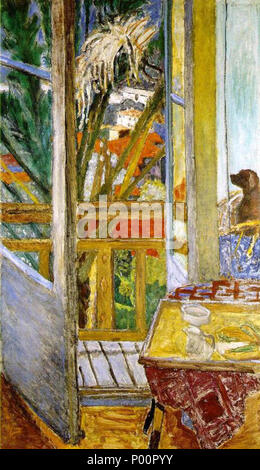 .  English: Painting by Pierre Bonnard  . After 1923.    Pierre Bonnard  (1867–1947)      Alternative names P'er Bonnar; Pierre Eugène Frédéric Bonnard; Pierre Eugene Frederic Bonnard; p. bonnard; bonnard p.; Bonnard  Description French painter, sculptor, engraver and graphic artist  Date of birth/death 3 October 1867 23 January 1947  Location of birth/death Fontenay-aux-Roses Le Cannet  Work location France, United States of America, North Africa  Authority control  : Q26408 VIAF:?66499977 ISNI:?0000 0001 0910 3856 ULAN:?500115555 LCCN:?n79040127 NLA:?35020171 WorldCat 99 The-door-window-with Stock Photo