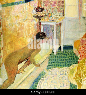 .  English: Painting by Pierre Bonnard  . After 1923.    Pierre Bonnard  (1867–1947)      Alternative names P'er Bonnar; Pierre Eugène Frédéric Bonnard; Pierre Eugene Frederic Bonnard; p. bonnard; bonnard p.; Bonnard  Description French painter, sculptor, engraver and graphic artist  Date of birth/death 3 October 1867 23 January 1947  Location of birth/death Fontenay-aux-Roses Le Cannet  Work location France, United States of America, North Africa  Authority control  : Q26408 VIAF:?66499977 ISNI:?0000 0001 0910 3856 ULAN:?500115555 LCCN:?n79040127 NLA:?35020171 WorldCat 99 The-exit-of-the-bath Stock Photo