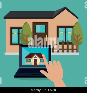 laptop controlling smarthome technology Stock Vector