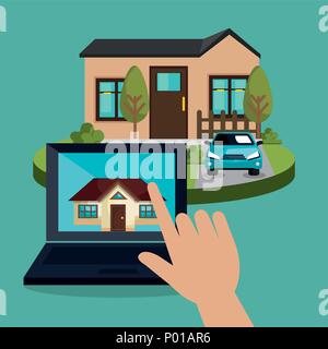 laptop controlling smarthome technology Stock Vector
