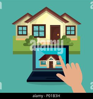 laptop controlling smarthome technology Stock Vector