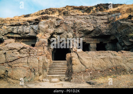 Ellora Caves ancient ruins in Maharashtra, India Stock Photo