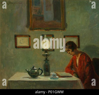 . Reading woman  . by 1929 85 Poul Friis Nybo Reading Woman 1 Stock Photo