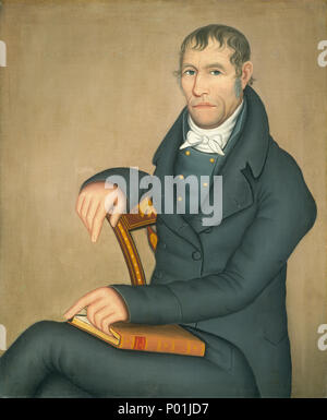 A 1816 portrait of Joseph Slade by Ammi Phillips showing the subject ...