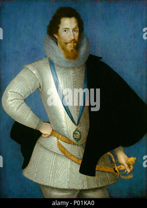 Studio of Marcus Gheeraerts, the Younger, Robert Devereux, 2nd Earl of Essex, 1596/1601, oil on wood, Gift of Mrs. Henry R. Rea 20 Robert Devereux, 2nd Earl of Essex F-000593 Stock Photo