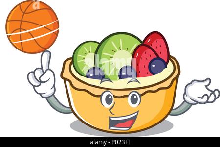 With basketball fruit tart character cartoon Stock Vector