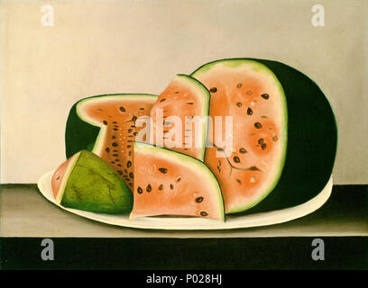 American 19th Century, Watermelon on a Plate, , mid 19th century, oil on canvas, Gift of Edgar William and Bernice Chrysler Garbisch 25 Watermelon on a Plate G-001943-20120912 Stock Photo