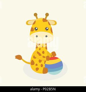 Cute giraffe cartoon. Stock Vector