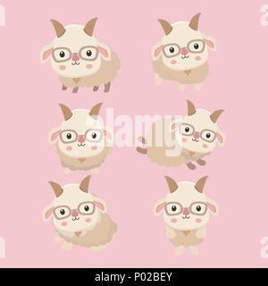 Funny goats set, vector Stock Vector