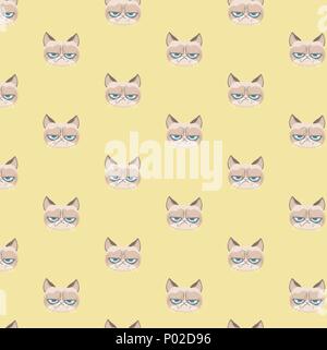 Vector grumpy cat pattern. Stock Vector