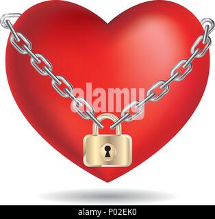 Lock the heart symbol.Isolated on white background. Stock Vector
