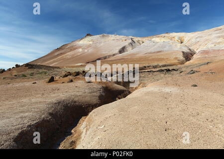 Hverir Iceland landscape scenery sulphur steam clouds geyser Stock ...