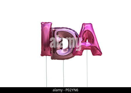 Name ida made of pink inflatable balloons isolated on white background Stock Photo