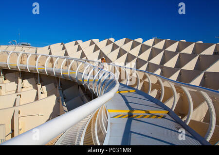 Seville, Spain - November 19,2016: Metropol Parasol is the modern architecture on Plaza de la Encarnacion.It was designed by the German architect Jurg Stock Photo