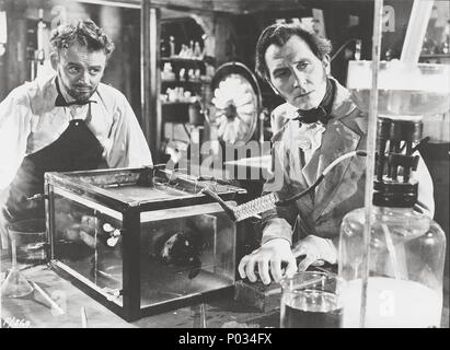 Original Film Title: THE CURSE OF FRANKENSTEIN.  English Title: THE CURSE OF FRANKENSTEIN.  Film Director: TERENCE FISHER.  Year: 1957.  Stars: PETER CUSHING; ROBERT URQUHART. Credit: HAMMER FILM PRODUCTIONS / Album Stock Photo