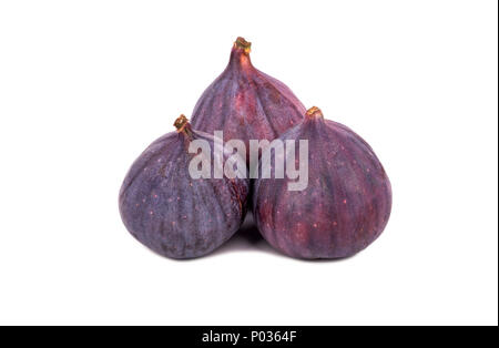 Three fresh and ripe figs isolated on white background Stock Photo