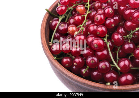 Fresh redcurrants in a bowl on a white background closeup Stock Photo