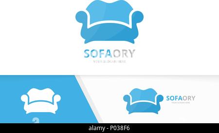 Vector sofa and bed logo combination. Couch and chair symbol or icon. Unique armchair logotype design template. Stock Vector