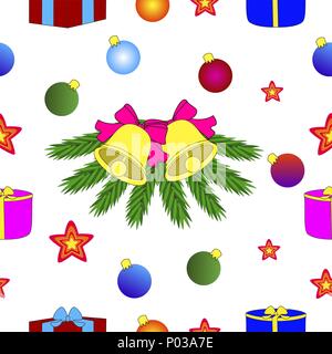 Christmas and new year holiday theme isolated by white background. Vector seamless illustration. Stock Vector