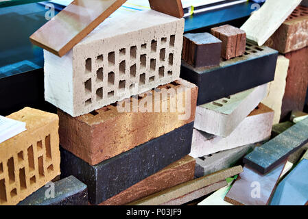 Bunch of different bricks for construction Stock Photo
