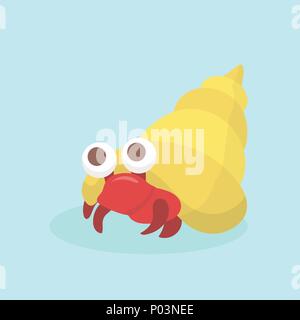 Cartoon hermit crab. Stock Vector