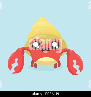 Cartoon hermit crab. Stock Vector